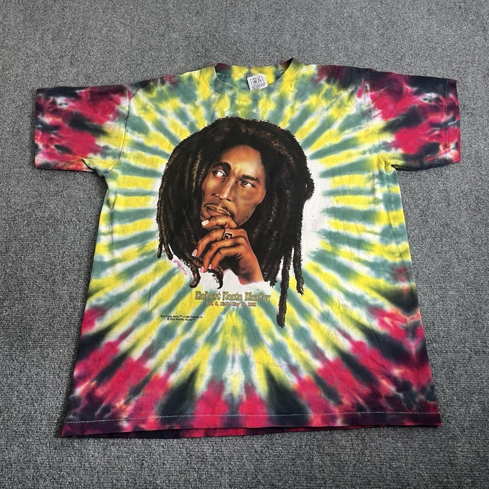 Vintage Bob Marley T-Shirt Tie Dye Size XL Reggae Lion Not Fade Away 90s